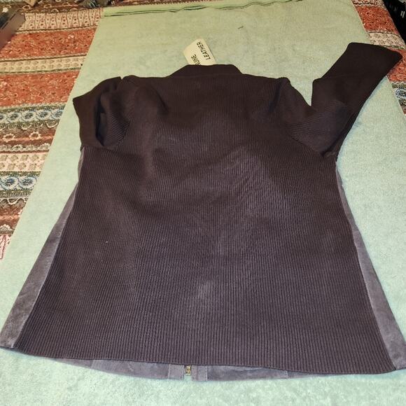 JESSICA LONDON NWT WOMENS LEATHER SUEDE /SWEATER JACKET COAT. SIZE 14/16 JUNIOR - Picture 6 of 9